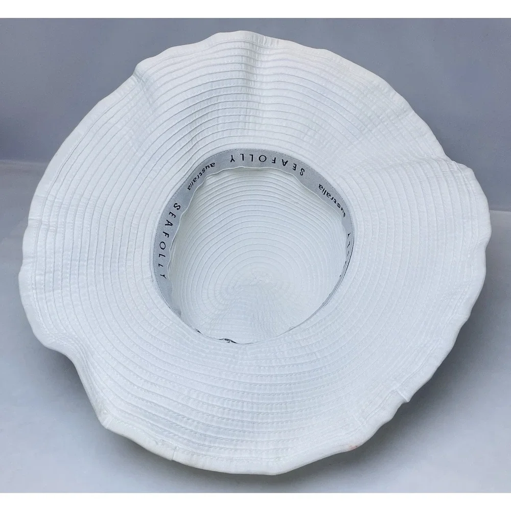 Seafolly Australia Hat Wide Brim Women's Hat Beach Travel One Size‎ White